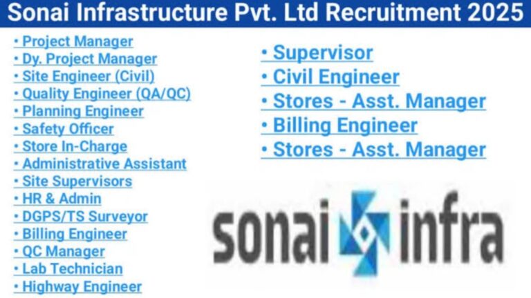 Sonai Infrastructure Mega Recruitment Drive 2025 – Infrastructure, Railway & Building Project Jobs Open