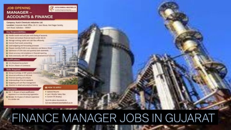 Finance Manager Jobs in Gujarat | Kutch Chemicals Hiring CA and MCom Professionals