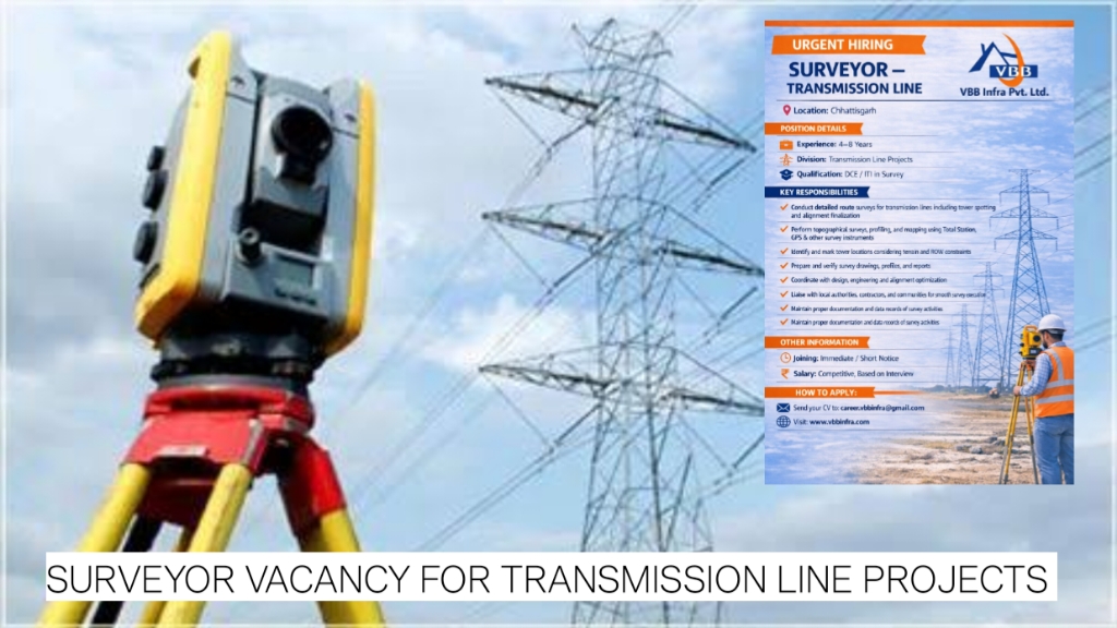 Surveyor Vacancy for Transmission Line Projects | VBB Infra Pvt Ltd Recruitment