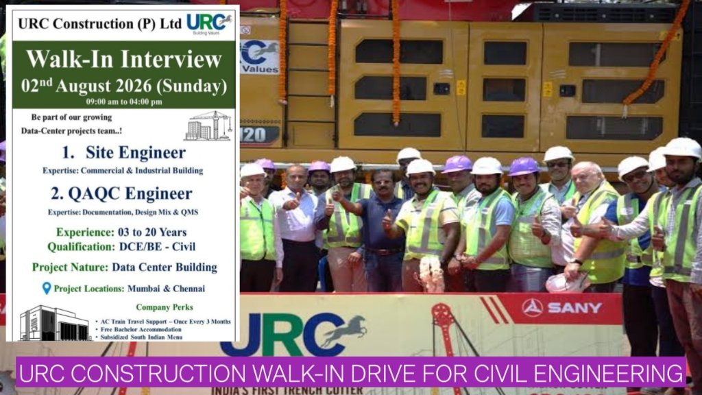 Data Center Construction Jobs in India 2026 | URC Construction Walk-In Drive for Civil Engineering Professionals