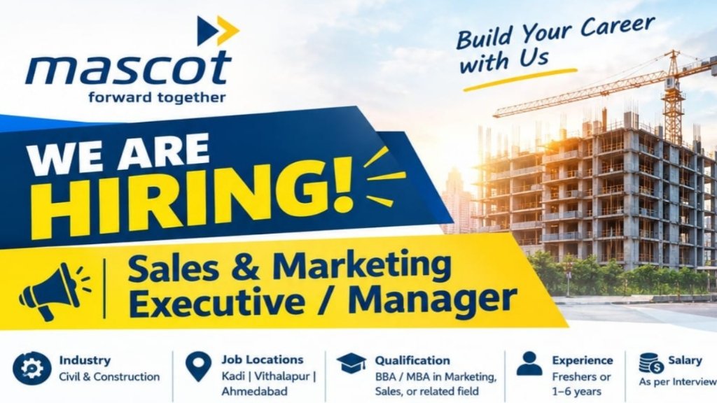 Sales & Marketing Executive Jobs in Gujarat: Mascot Infrastructure Recruitment 2026